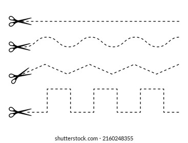 Scrissors Cut Dotted Line Zig Zag Stock Vector (Royalty Free ...