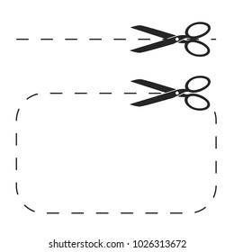 Scrissors With Lines - Vector Illustration Icons Isolated On White Background