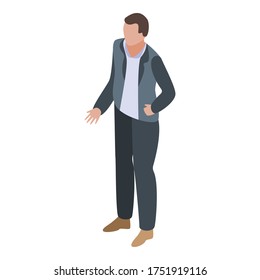 Icono del hombre crítico. Isométrico del icono vectorial del garabato para el diseño web aislado en fondo blanco