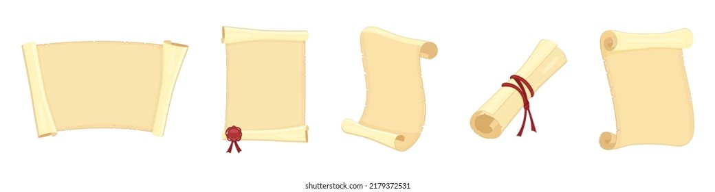 Scroll of ancient paper. Vector illustration of old parchment isolated on white.