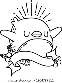 banner de desplazamiento con barra de trabajo de línea negra estilo tatuaje flapping robin
