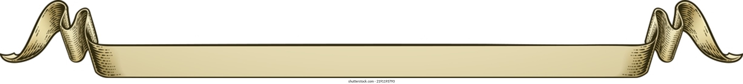 A scroll banner paper ribbon drawing in a vintage retro woodcut style