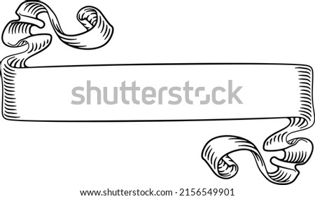 A scroll banner ribbon in an etching woodcut retro vintage style 