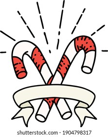 scroll banner with tattoo style candy canes