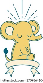 banner de desplazamiento con estilo tatuaje elefante lindo