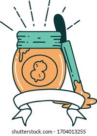 scroll banner with tattoo style peanut butter