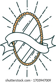scroll banner with tattoo style shining mirror
