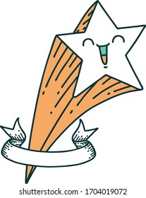 banner de desplazamiento con estrella de tiro al estilo tatuaje