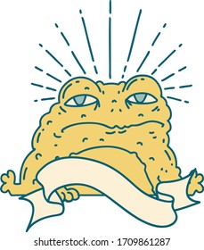 scroll banner with tattoo style toad character