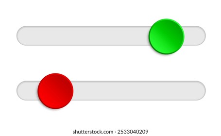 Bildlaufleisten, Bildlaufleisten-Schieberegler, Ein-/Aus-Umschalttaste, Symbole für UI-Design-Schaltflächen für Schnittstelle, Interaktionstechnik oder Widget für Bildlauf. Navigationselement für die Bildlaufleisten-Frontend-Steuerung