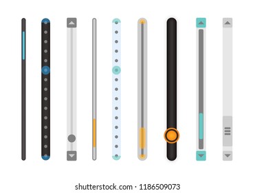 Scroll bars. Set of scrollbars set. Isolated on white background. Web Design Elements: Slider Bars. Vector Illustration. Scroll bars. Vector web ui scroll elements.