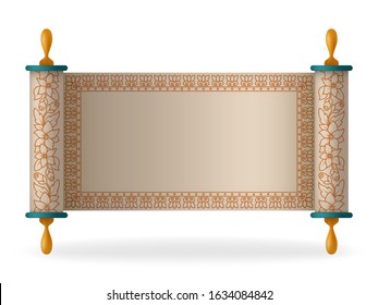 Scroll with beautiful ornament and text place. Vector illustration.