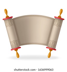 Scroll with beautiful ornament and text place. Vector illustration.