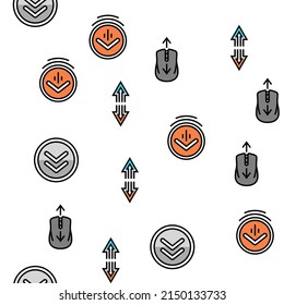 Scroll Computer Mouse Cursor Vector Seamless Pattern Thin Line Illustration