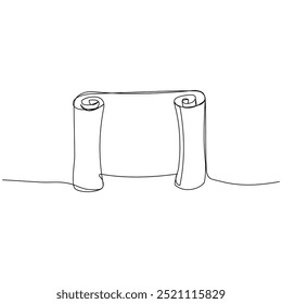 Scroll in continuous one line art style. Simple vector illustration