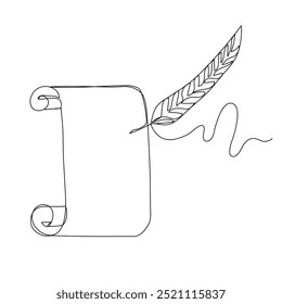 Scroll in continuous one line art style. Simple vector illustration