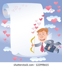 Scroll And Cupid Businessman