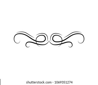 Scroll decorative element. Swirl, Curl, Filigree, Wedding invitation Page divider Vector Wave