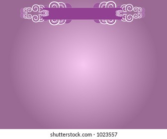 Scroll design over wine colored background.