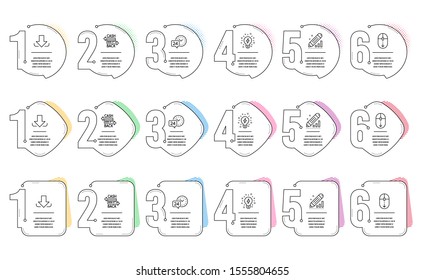 Scroll down, 24h service and Edit statistics line icons set. Infographic timeline. Cashback card, Download and Inspiration signs. Mouse swipe, Call support, Seo manage. Money payment. Vector