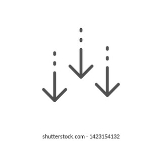 Scroll down arrow line icon. Scrolling screen sign. Swipe page. Quality design element. Linear style scroll down icon. Editable stroke. Vector