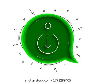 Scroll down arrow line icon. Chat bubble with shadow. Scrolling screen sign. Swipe page. Thin line scroll down icon. Vector