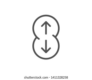 Scroll down button line icon. Scrolling screen sign. Swipe page. Quality design element. Linear style scroll down icon. Editable stroke. Vector