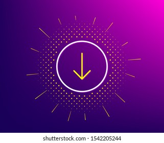 Scroll down button line icon. Halftone pattern. Scrolling screen sign. Swipe page. Gradient background. Scroll down line icon. Yellow halftone pattern. Vector