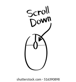 Scroll down computer mouse icon. - vector illustration.