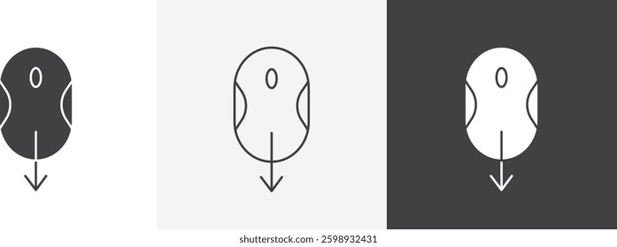 Scroll down computer mouse icons in Thin line black color. flat simple vector symbols illustration.