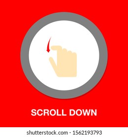 Scroll Down Finger - Pointer Icon - Vector Cursor Symbol, Touch Symbol - Mouse Sign - Scroll Down