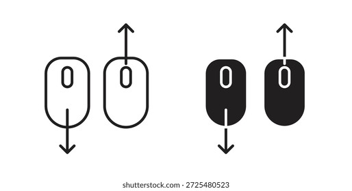 Icono de desplazamiento hacia abajo hacia arriba con glifo y línea. iconos vectoriales negros para interfaz de usuario de Web