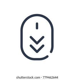 Scroll down icon. Isolated scrolling and scroll down icon line style. Premium quality vector symbol drawing concept for your logo web mobile app UI design.