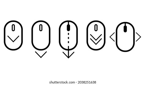 Scroll down icon. Scrolling mouse symbol for web design isolated on transparent background. Modern vector illustration	