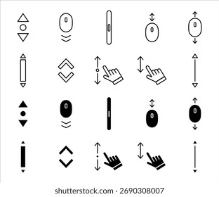 conjunto de vetor de ícone de rolagem para cima e para baixo