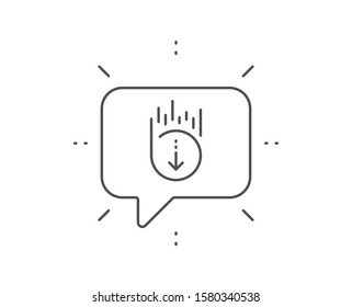 Scroll down line icon. Chat bubble design. Scrolling screen sign. Swipe page. Outline concept. Thin line scroll down icon. Vector
