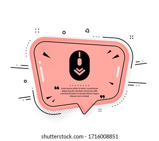 Scroll down mouse icon. Quote speech bubble. Scrolling screen sign. Swipe page. Quotation marks. Classic scroll down icon. Vector