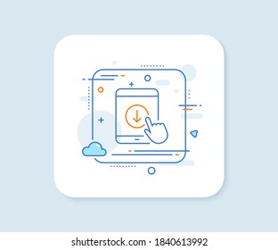 Scroll down tablet pc line icon. Abstract square vector button. Scrolling screen sign. Swipe page. Scroll down line icon. Quality concept badge. Vector