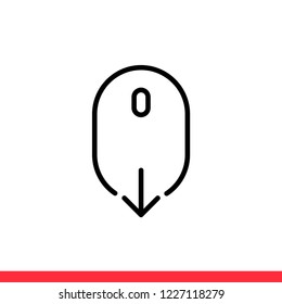 Scroll down vector icon, mouse symbol. Simple, flat design for web or mobile app