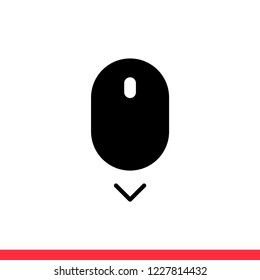 Scroll down vector icon, mouse symbol. Simple, flat design for web or mobile app