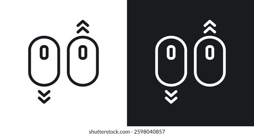 Scroll down up vector icon set in black and white color.