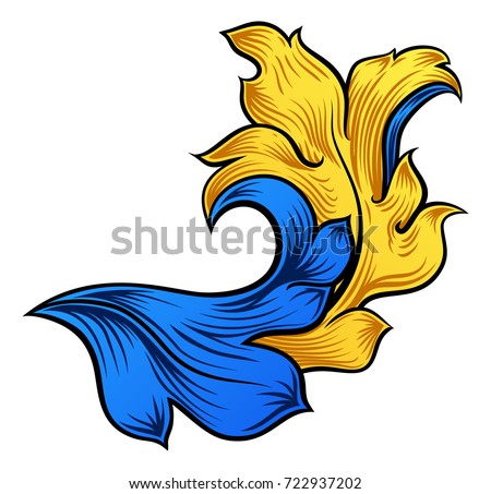 A scroll filigree floral pattern heraldry ornamental design