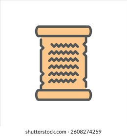scroll filled outline icon. manuscript color line illustration.