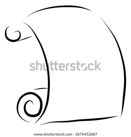 Scroll Frame Sketch, Vintage Scroll Illustration, Decorative Scroll Doodle