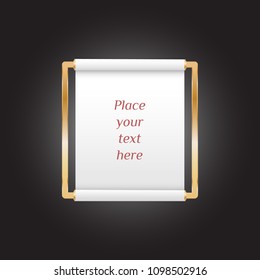 scroll in gold frame tube