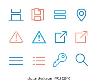 Scroll, Grid View, Error, and Location App Icons