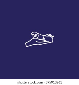 a scroll in his hand, icon