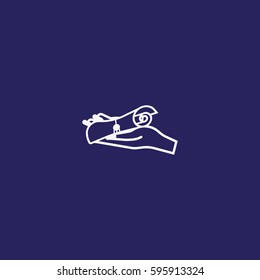 a scroll in his hand, icon