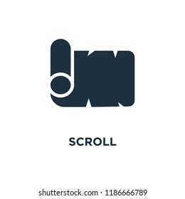 Scroll icon. Black filled vector illustration. Scroll symbol on white background. Can be used in web and mobile.