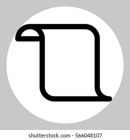 Scroll icon illustration. Black icon in white circle at gray background. 